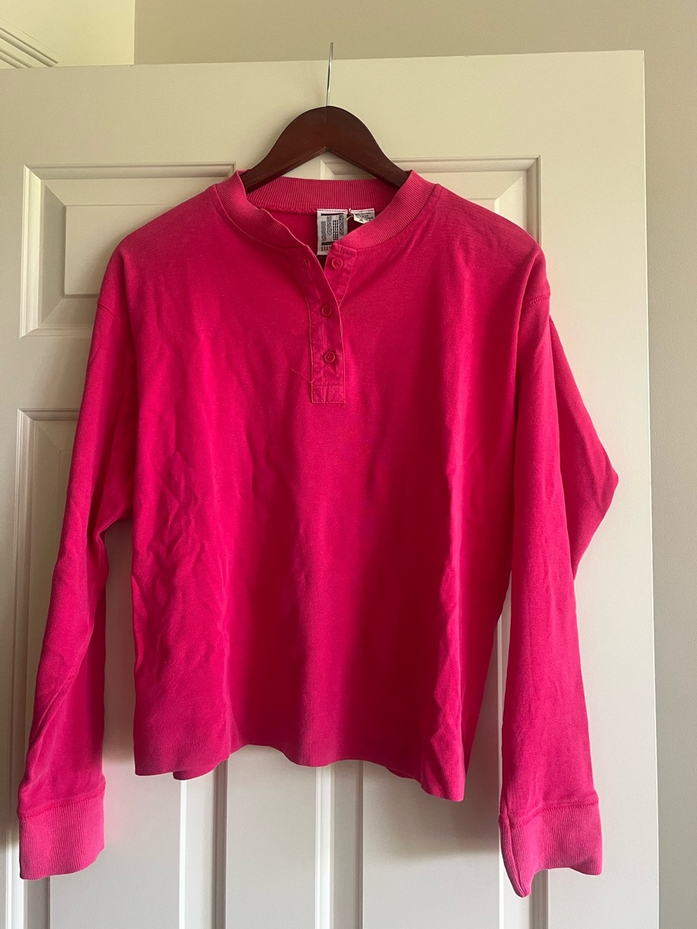 pink henley long sleeve